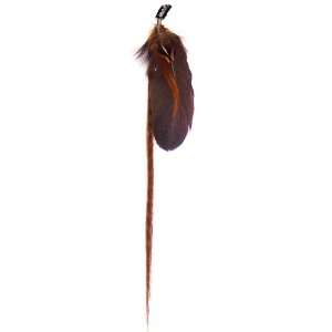 Brown Feather Hair Extension with Brown Grizzly Feathers Clip In Ready 