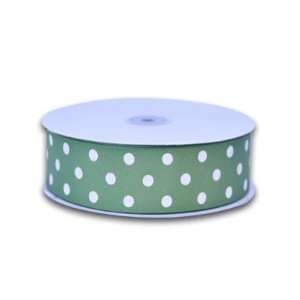 Grosgrain Ribbon Polka Dot 1 1/2 inch 50 Yards, Willow with Ivory Dots