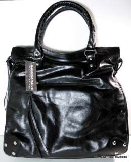 MAURIZIO TAIUTI Italian Black Leather Large Tote Bag NWT Carry Laptop 