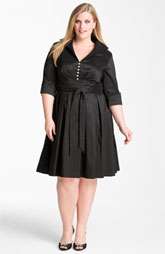 Donna Ricco Rhinestone Button Taffeta Shirtdress (Plus) $168.00