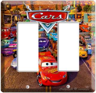 DISNEYS CARS 2 MOVIE LIGHTNING MCQUEEN GFI DOUBLE LIGHT SWITCH WALL 