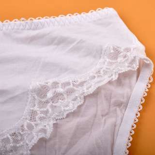 B393 Lovely Lace Trim Full Brief White L  