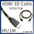 3ft Premium HDMI 1.4 CABLE 3D PS3 Apple TV WD TV Live