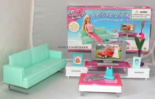 FANCY LIFE DOLL FURNITURE LEISURE Living Room W/TV PLAYSET  