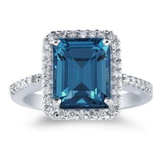 70 Carat Emerald Cut London Blue Topaz Women Wedding Engagement 