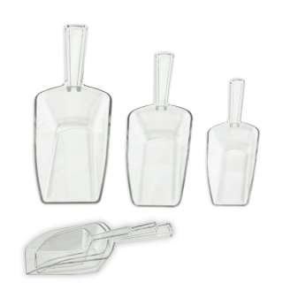 of kitchen scoops; self nesting for easy storage Durable clear acrylic 