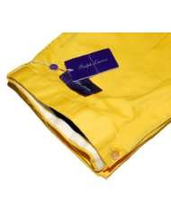 Polo Ralph Lauren Purple Label Mens Yellow Silk Flat Front Dress Pants 