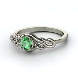  Sailors Knot Ring, Round Emerald Palladium Ring Jewelry