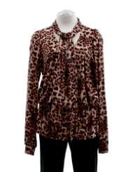 Rachel Pally Cheetah Print Jersey Long Sleeve Blouse Top