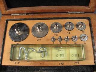 Antique Medical Apothecary Scales Weights Grams Set Wooden Box  