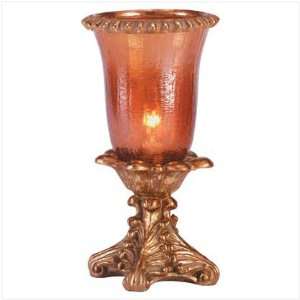  AMBER CRACKLED HURRICANE LAMP