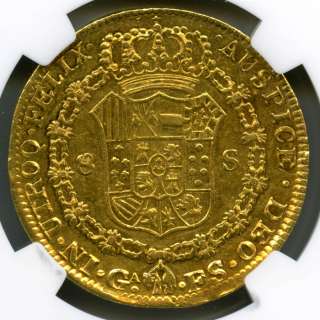 1821 Ga FS Gold 8 Escudos NGC AU53 #4710  