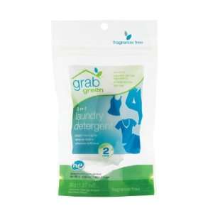  GrabGreen Laundry Detergent, Mini Pouch, 2 Loads, 1.2 