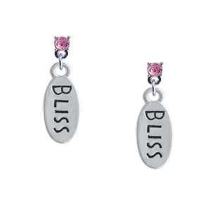  Bliss Oval Light Pink Swarovski Post Charm Earrings 