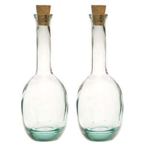 Vietri Recycled Italian Glass Two Pair Oil & Vinegar Cruets 10 in, 16 
