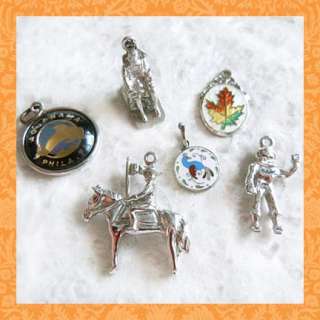 Vintage SPACEMAN MOUNTY SCHOLAR TRAVEL sterling charms  