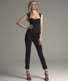 Dolce & Gabbana black pinstriped stretch wool skinny leg pants