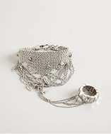 BCBGeneration silver mesh spike attached ring bracelet style 