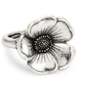 Lucky Brand Bohemian Silver Tone Flower Ring, Size 7   designer 