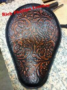   Leather Solo Motorcycle Seat Sportster Harley Chopper Bobber ABOL