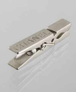 Chanel silver matte clothes pin brooch  