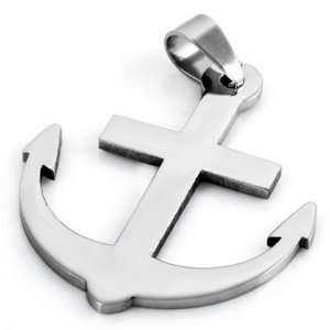    Mens Silver Stainless Steel Anchor Necklace Pendants Jewelry