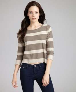 Greylin slate grey striped cotton elbow patch sweater