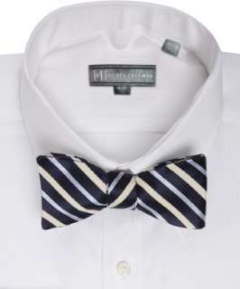 Hickey Freeman navy stripe silk bow tie  