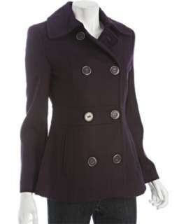 Kenneth Cole New York boysenberry wool blend double breasted peacoat 