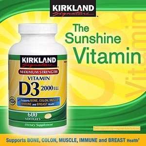  Kirkland Signature Vitamin D3, 2000 I.U. 600 Softgels each 