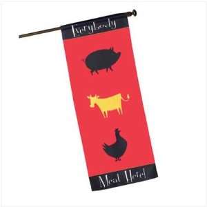   Meat Here Bbq Grill Outdoor Party Flag Banner