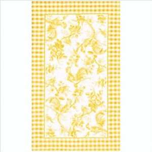 Rooster Toile Yellow Rug Size 7.6 x 9.6 