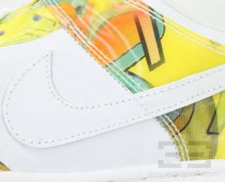 Nike White & Yellow Holographic Dunk Low Pro SB De La Soul Sneakers Sz 