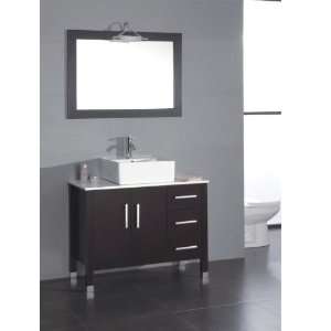 40 inch Bathroom Wood & Porcelain Single Vessel Sink Bathroom Vanity 