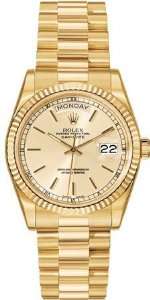  Rolex Day Date Champagne Diamond Dial Fluted Bezel 18k 