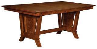   Mission Trestle Dining Table Solid Wood Rectangle Oak Extending New