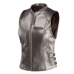   Womens Leather Sportsbike Motorcycle Vest   Stainless / X Small/Small
