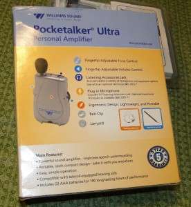 Williams Sound Pocketalker Ultra Personal Amplifier MINT  