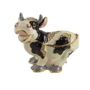  Whimsical Cow Trinket Box Bejeweled