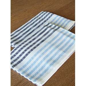   of 2 Navy and Light Blue Linen Kitchen Towels Twill
