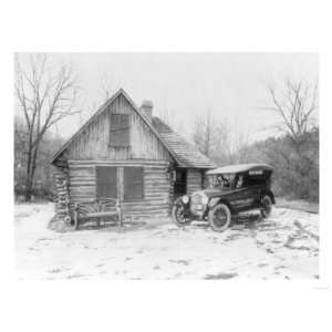 Oldsmobile in front of Log Cabin Photograph   Washington, DC Premium 