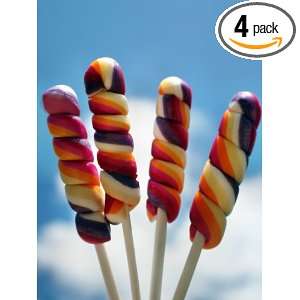   Rainbow Spiralz Lollipops   4 Pack  Grocery & Gourmet Food