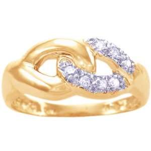  14K Yellow Gold Love Knot Diamond Ring Diamond, size7.5 