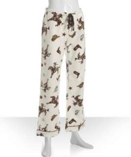 PJ Salvage ivory cotton flannel Western Way pajama pants   
