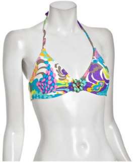 Trina Turk multicolor varadero print triangle halter bikini top 