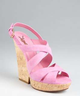 Yves Saint Laurent pink suede Deauville 105 platform sandals