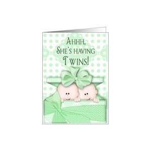  Twins Baby Shower Invitations   Soft Green Card Health 