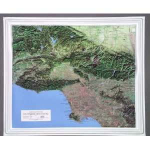 LOS ANGELES & VICINITY SATELLITE REGIONAL Raised Relief Map in the 