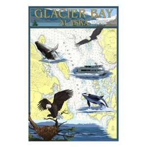  Glacier Bay, Alaska   Nautical Chart Premium Poster Print 