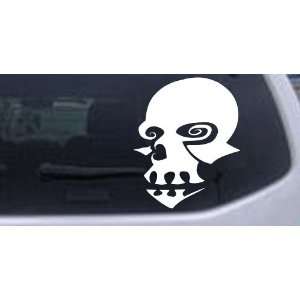 6in X 5.0in White    Tribal Skull Mask Skulls Car Window Wall Laptop 